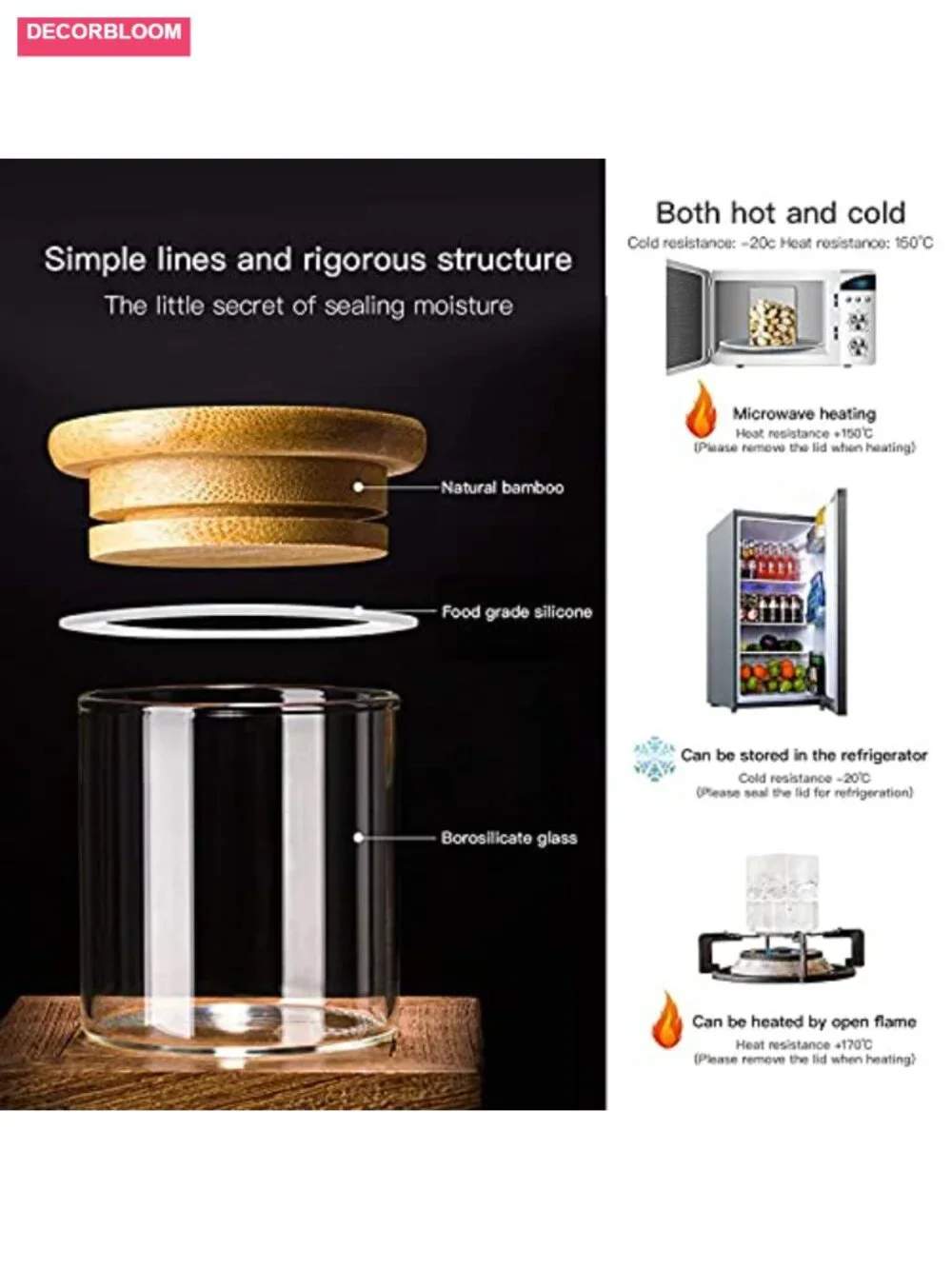 Set of 20 Glass Spice Jars with Bamboo Lids Labels Pen 2.5oz Airtight Food